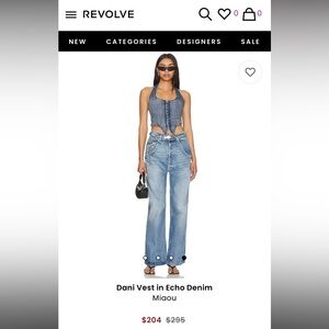 MIAOU NWT Dani denim halterneck vest, Size Small